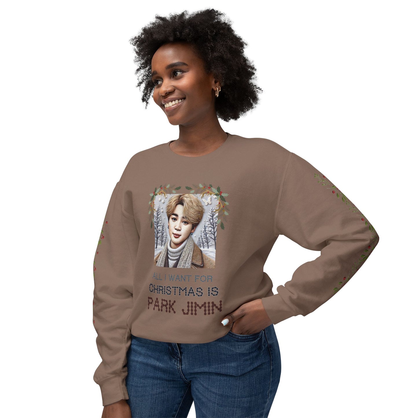 Christmas Jimin Unisex Lightweight Crewneck Sweatshirt