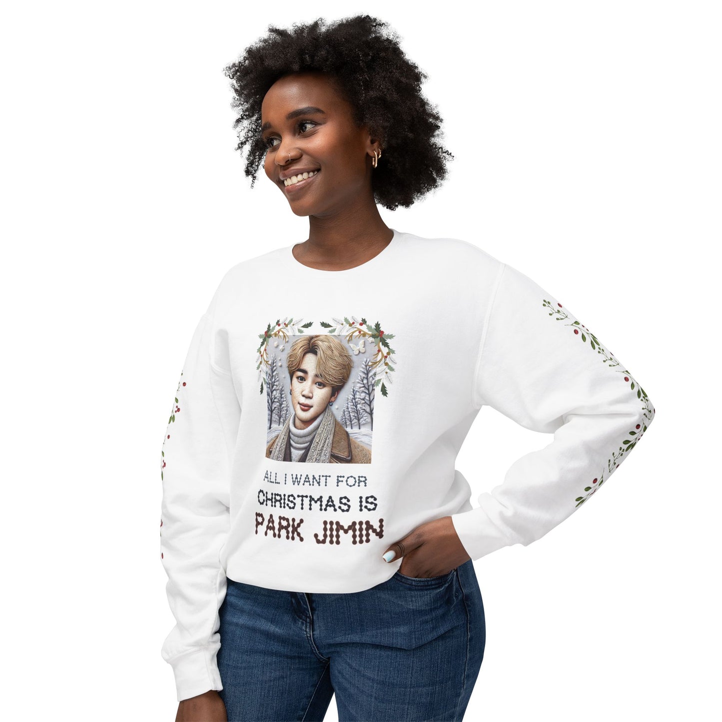 Christmas Jimin Unisex Lightweight Crewneck Sweatshirt