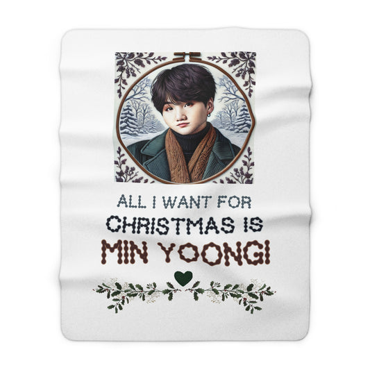 Christmas Yoongi Sherpa Fleece Blanket