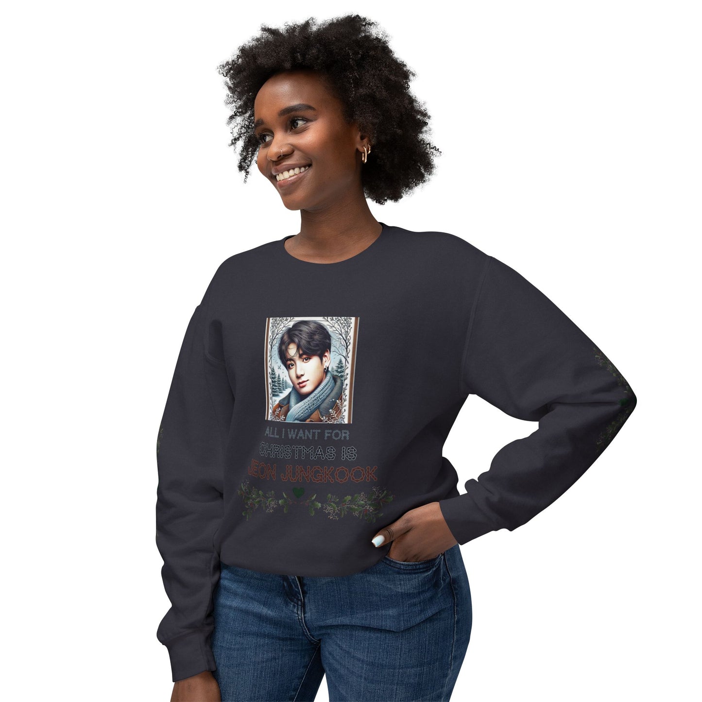 Christmas Jungkook Unisex Lightweight Crewneck Sweatshirt