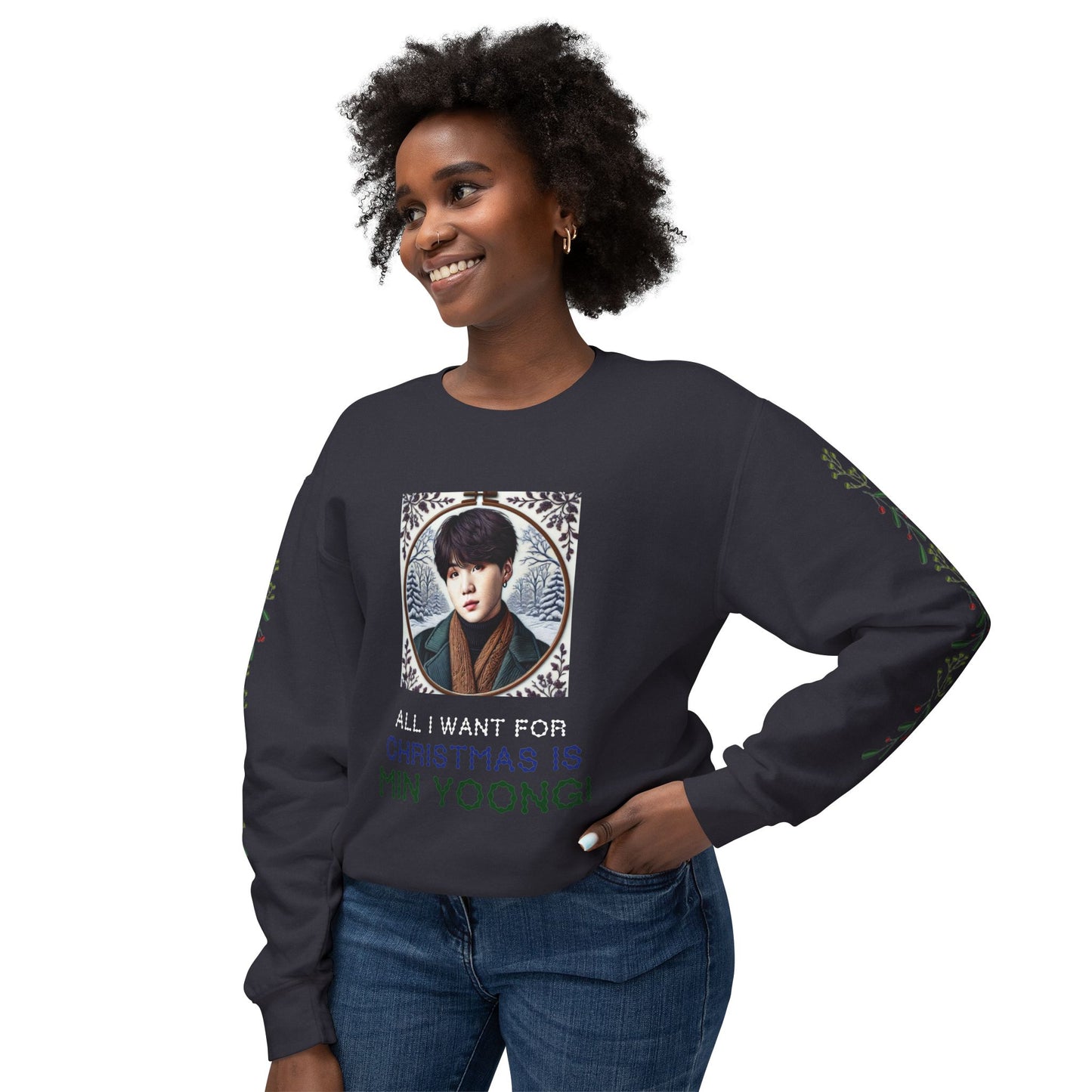 Christmas Yoongi Unisex Lightweight Crewneck Sweatshirt