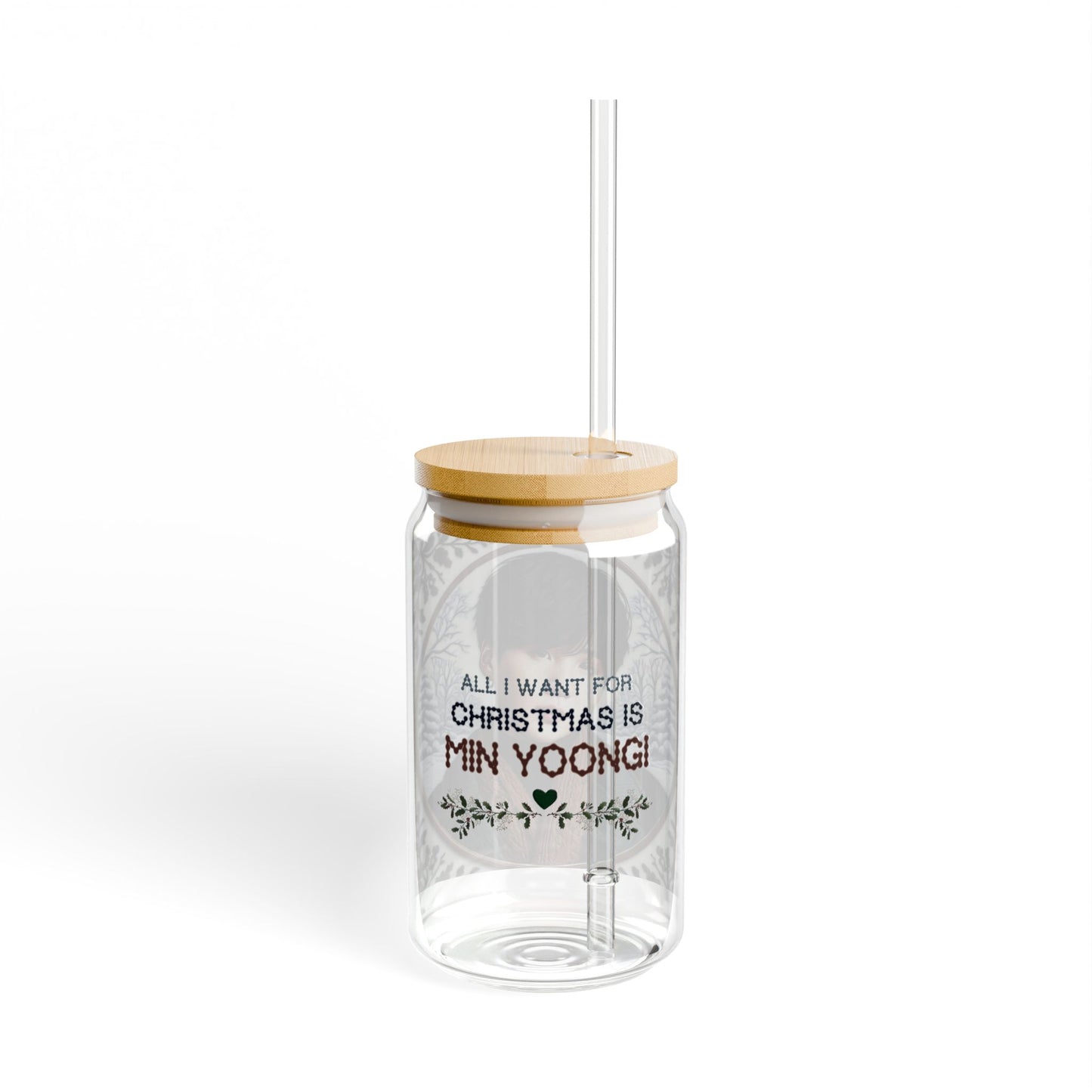 Christmas Yoongi Sipper Glass, 16oz