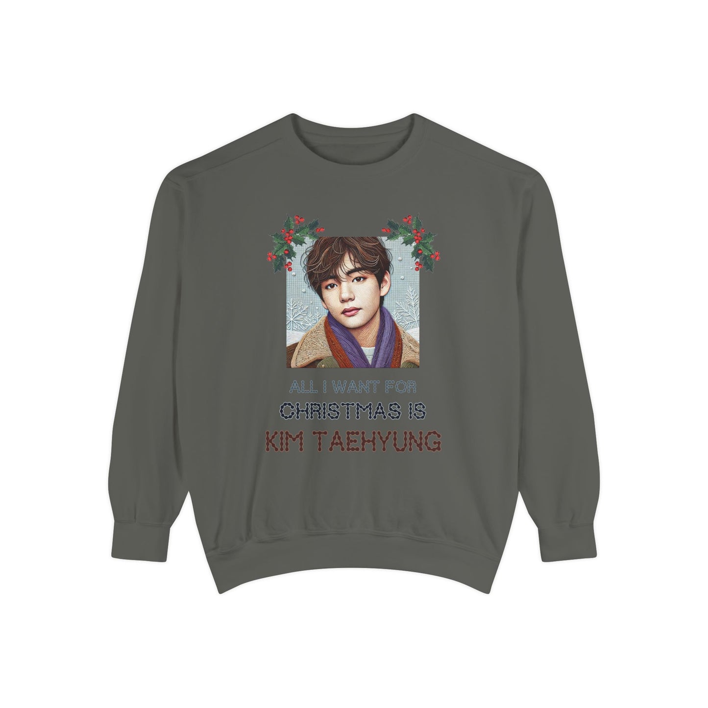 Christmas Taehyung Unisex Garment-Dyed Sweatshirt