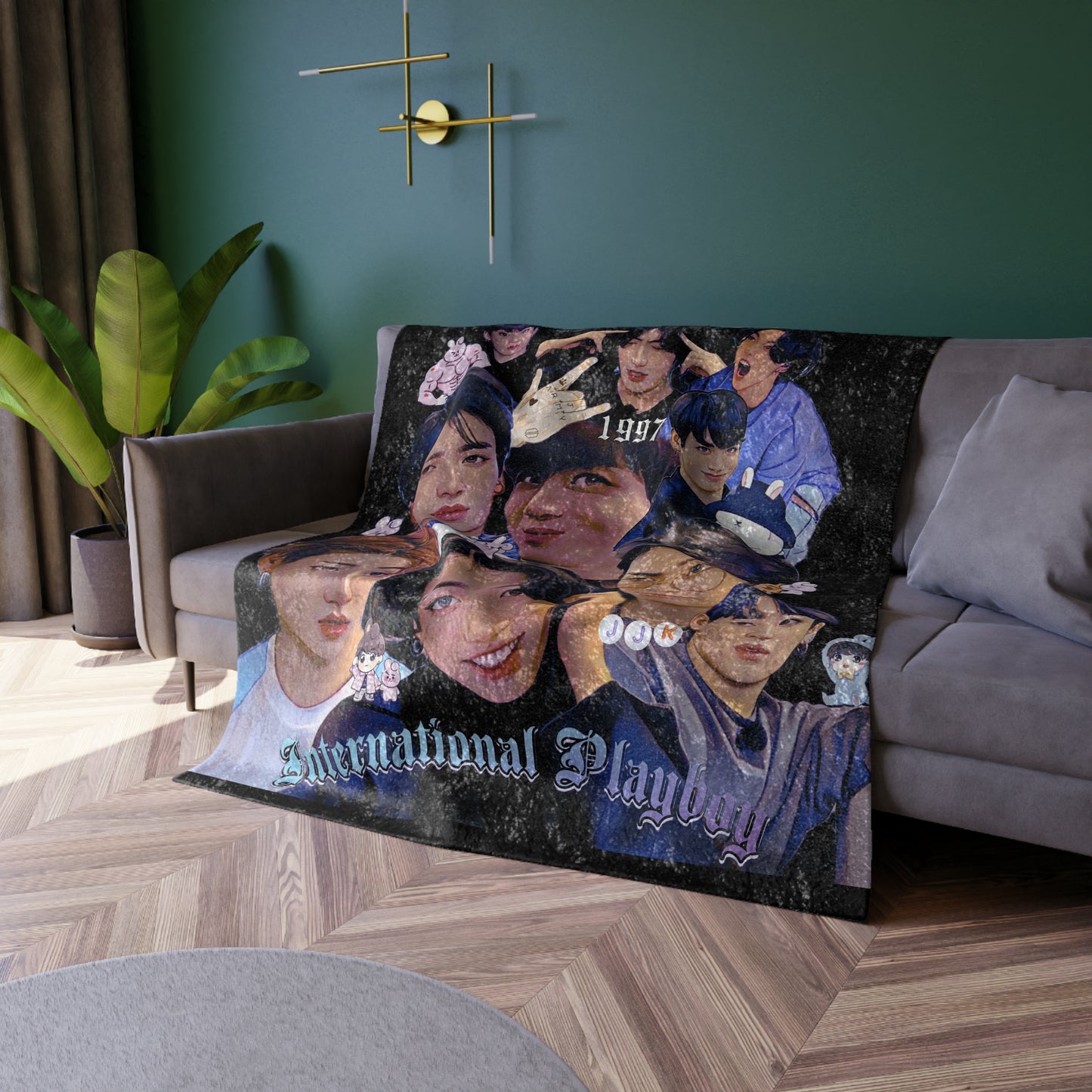 International Playboy Crushed Velvet Blanket