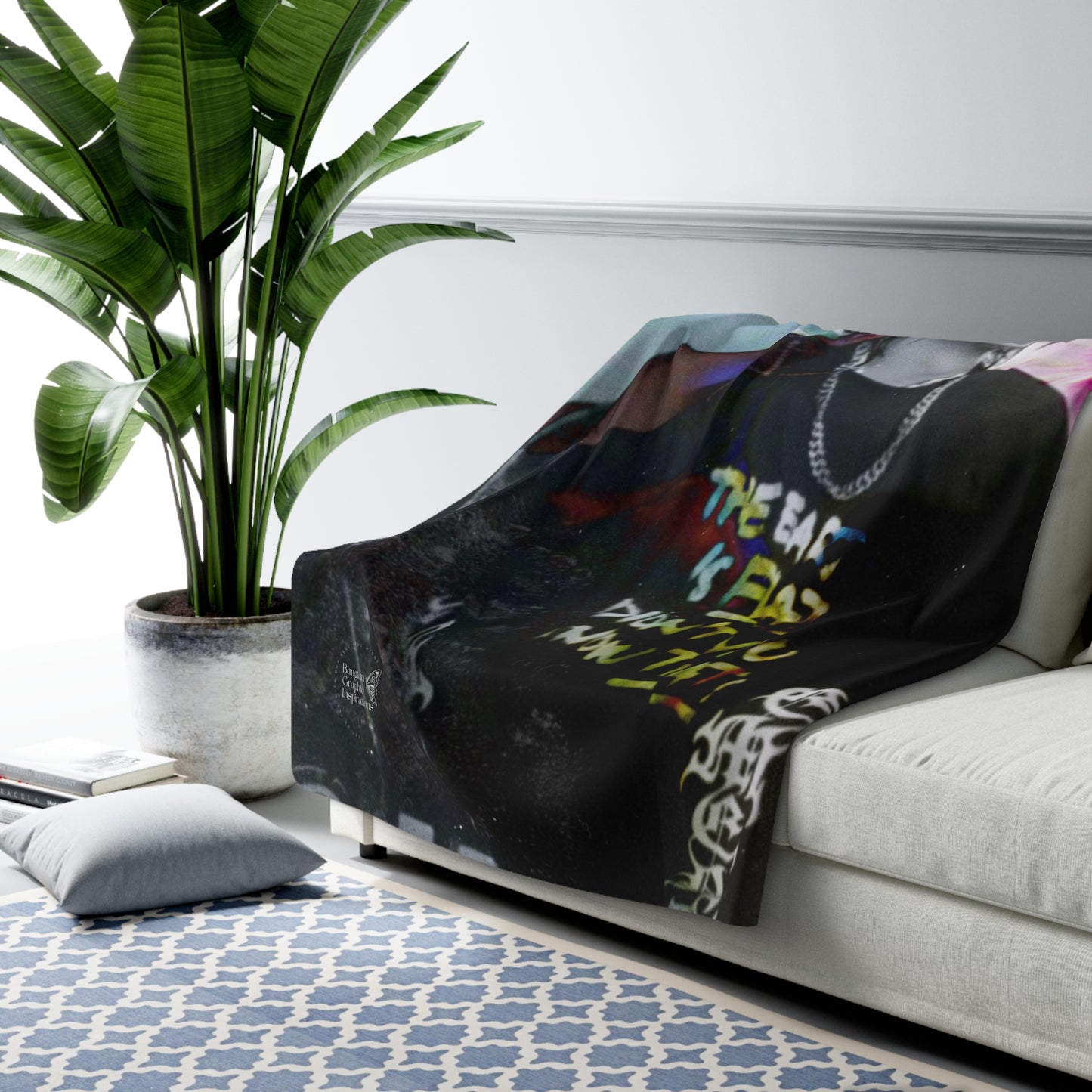 August D Graphic Sherpa Fleece Blanket