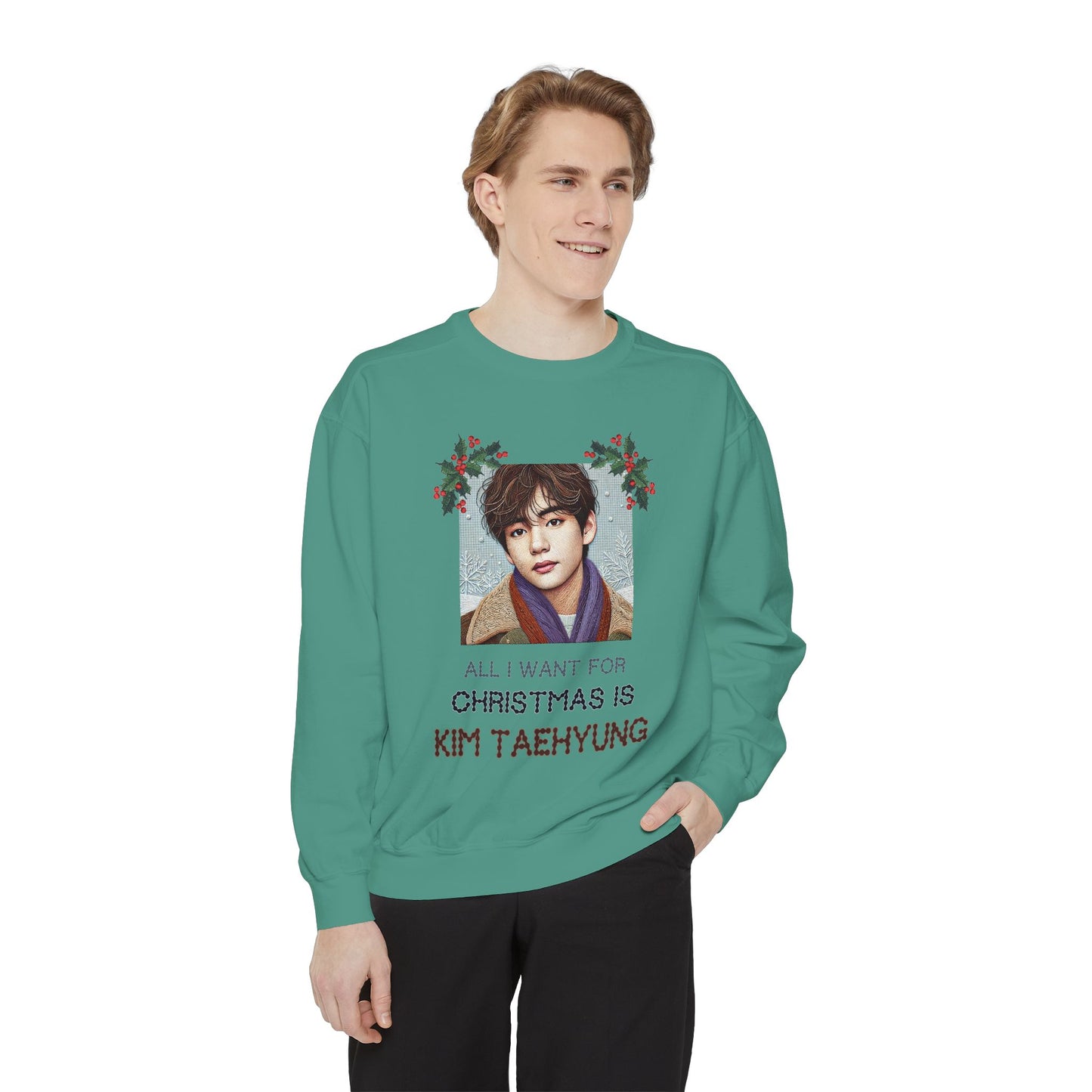 Christmas Taehyung Unisex Garment-Dyed Sweatshirt