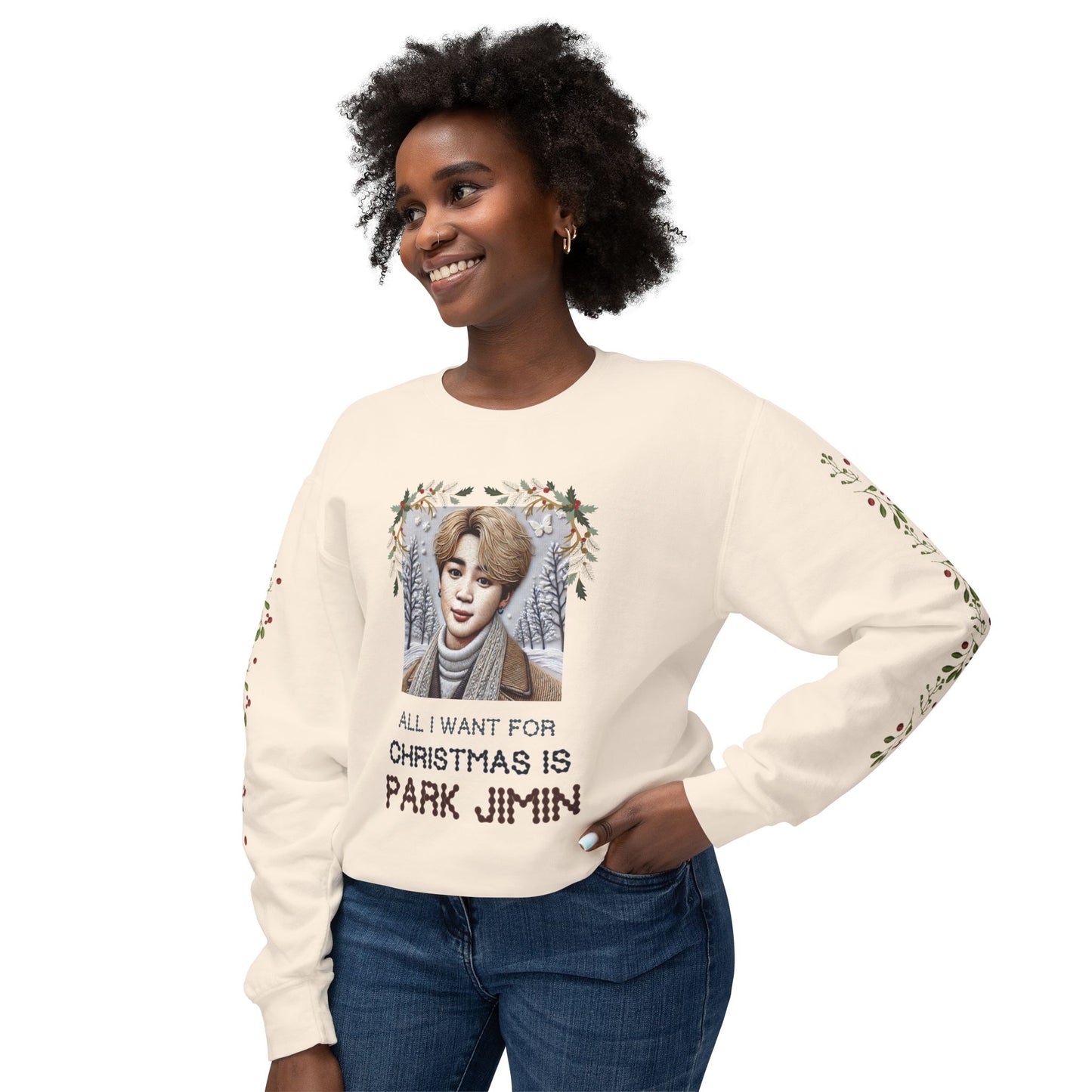 Christmas Jimin Unisex Lightweight Crewneck Sweatshirt