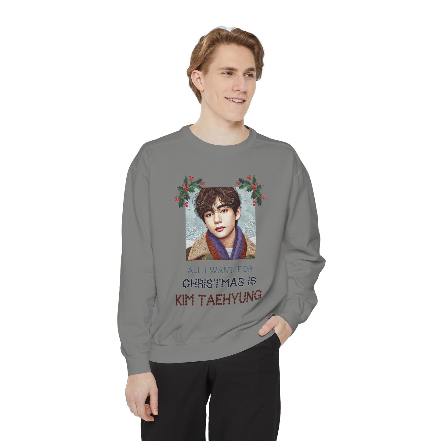 Christmas Taehyung Unisex Garment-Dyed Sweatshirt