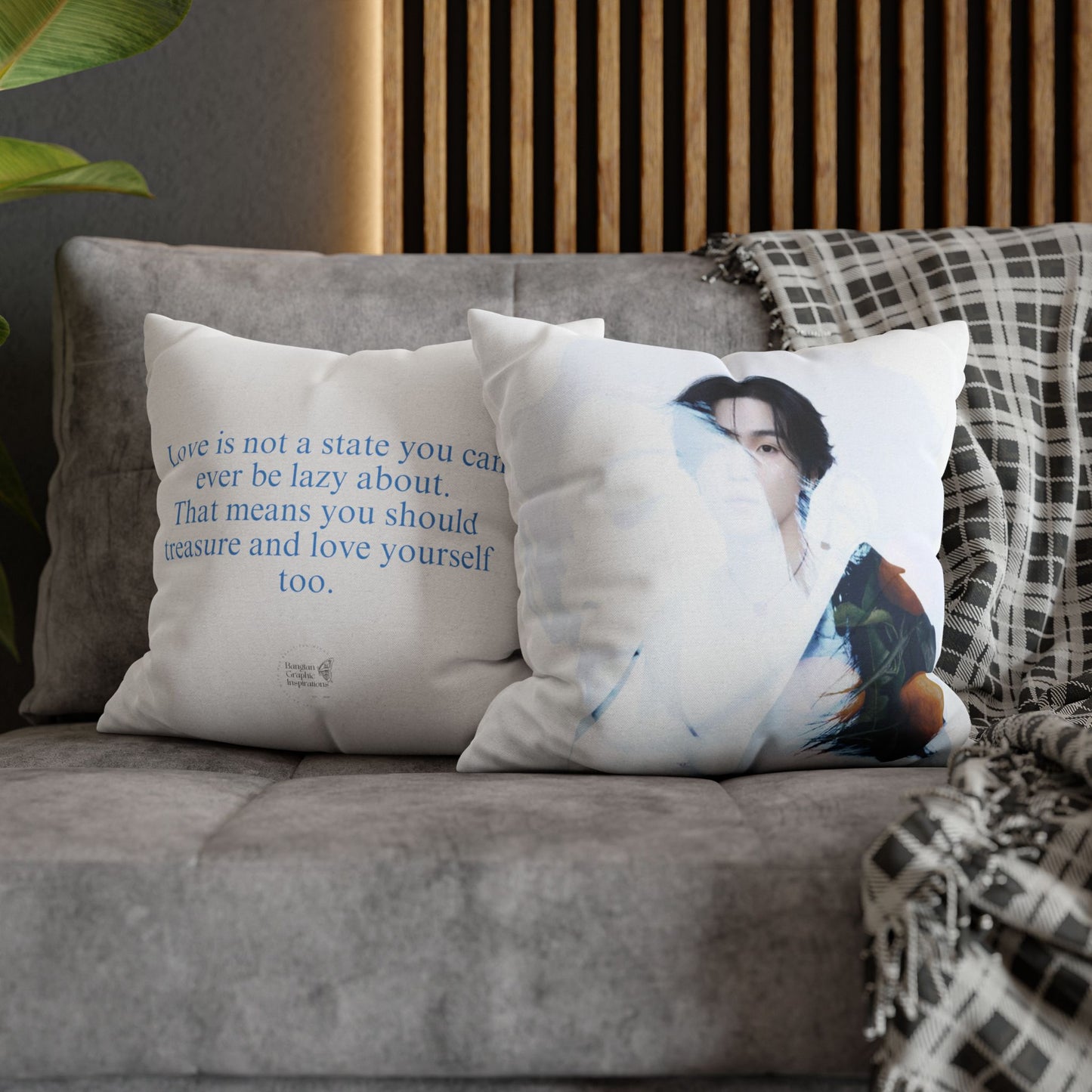 Min Yoongi Graphic Spun Polyester Square Pillowcase