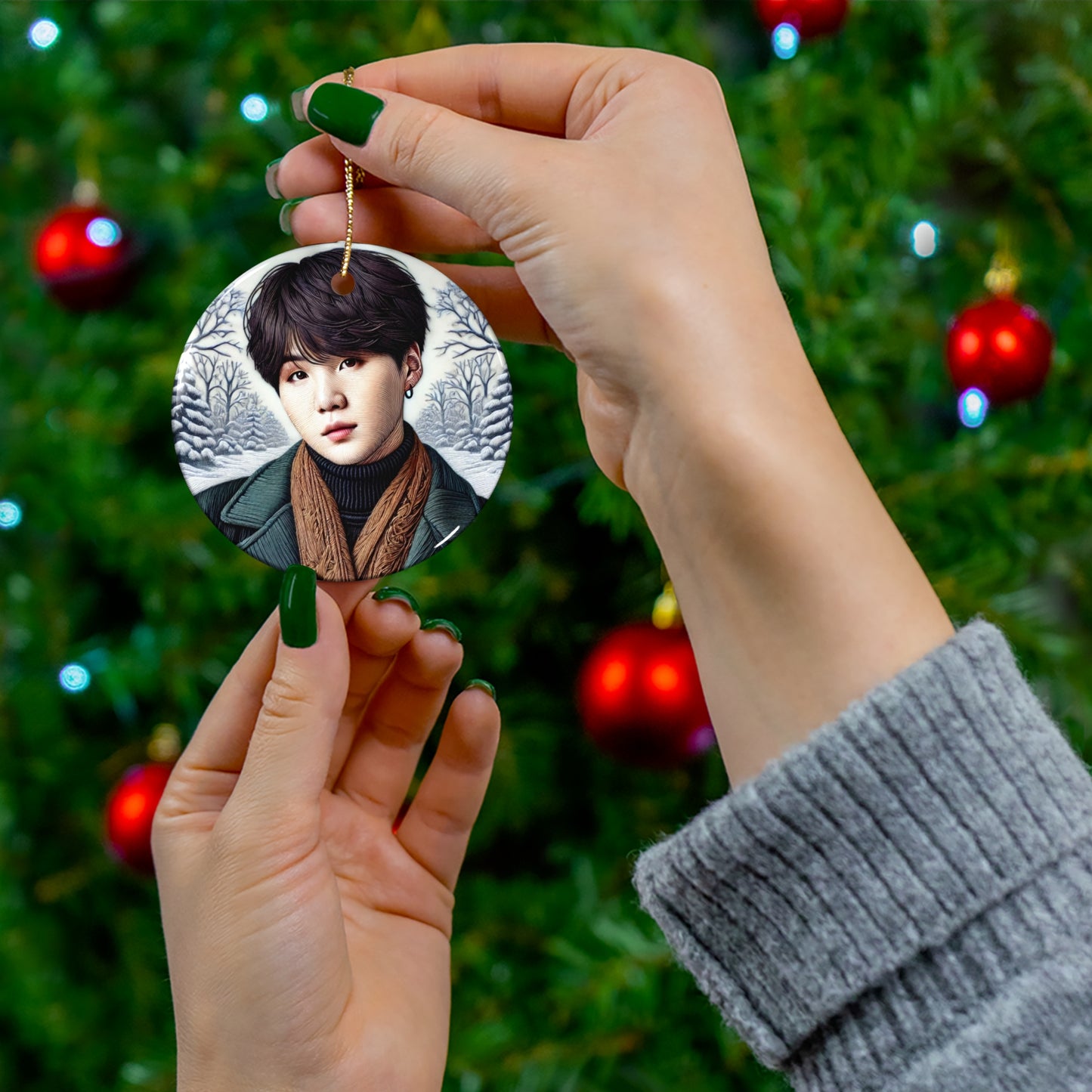 Christmas Yoongi Ceramic Ornament, 4 Shapes