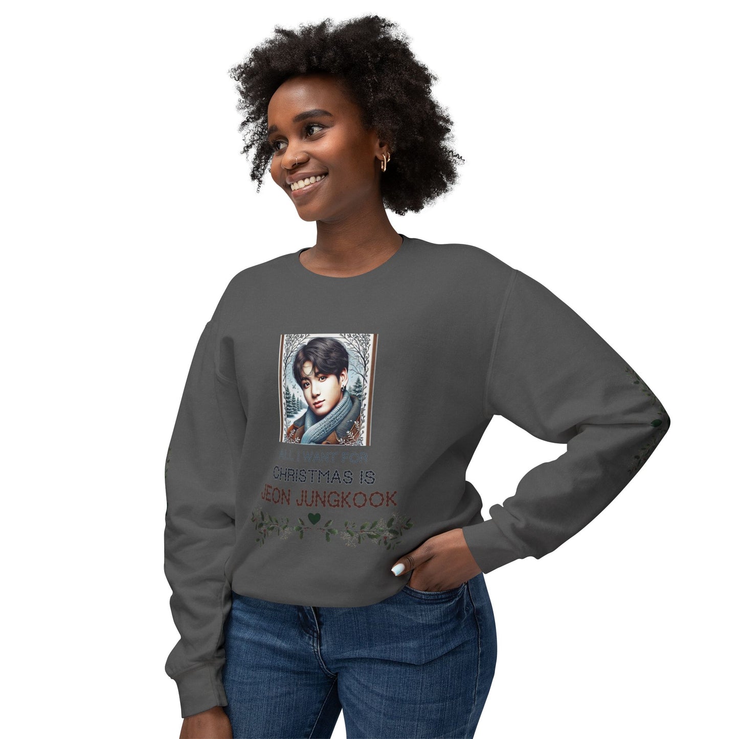 Christmas Jungkook Unisex Lightweight Crewneck Sweatshirt