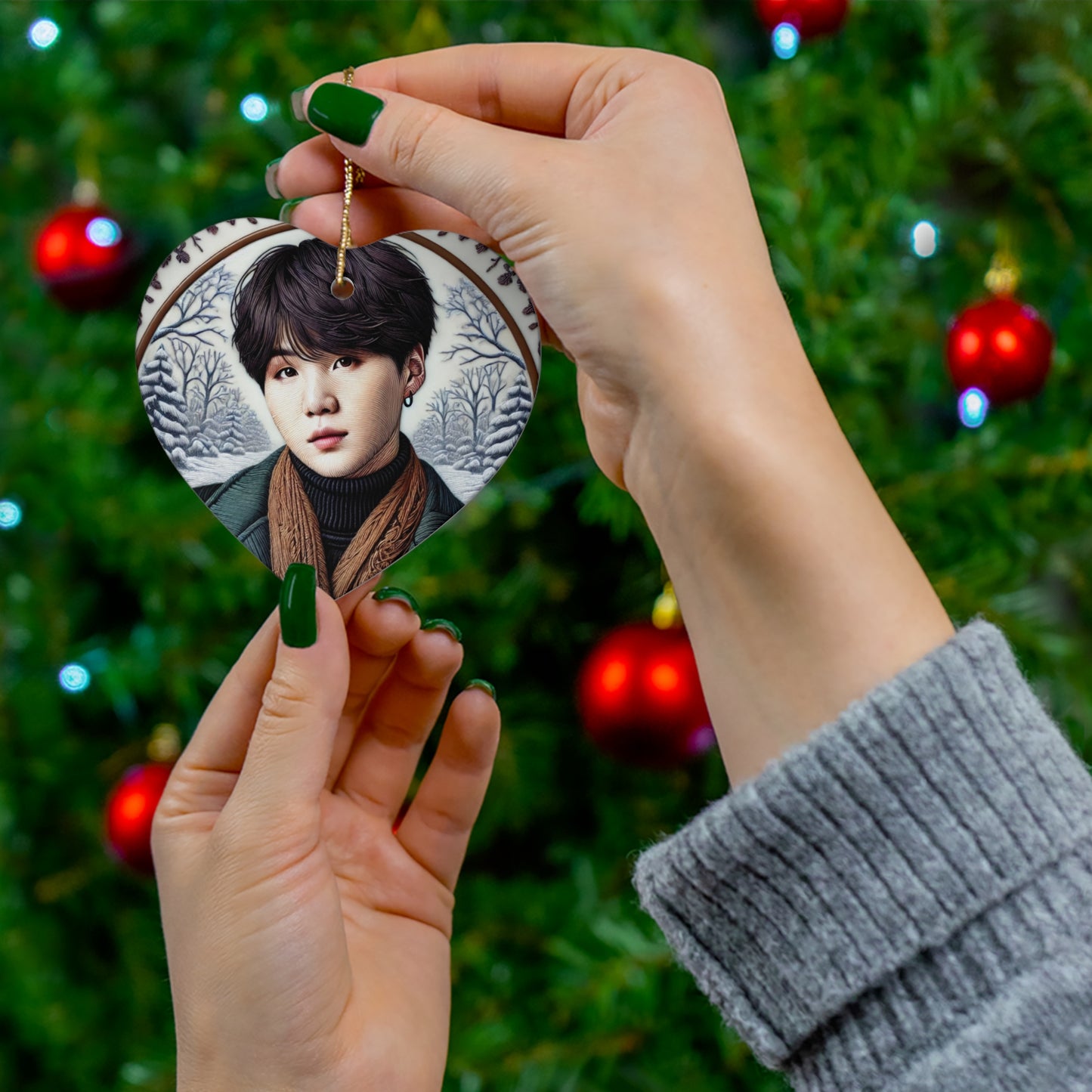 Christmas Yoongi Ceramic Ornament, 4 Shapes