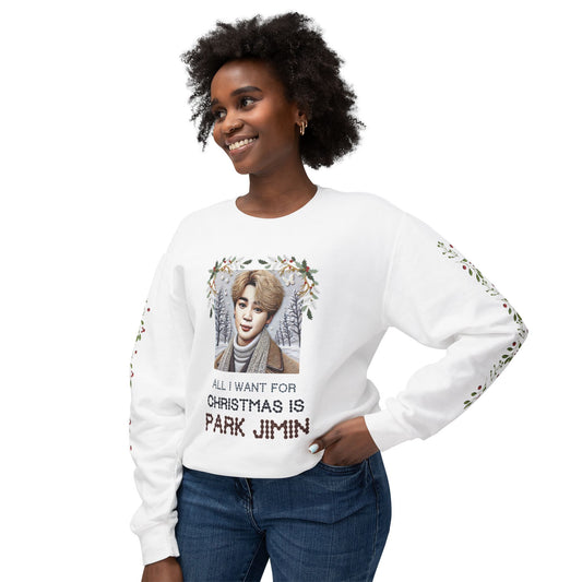 Christmas Jimin Unisex Lightweight Crewneck Sweatshirt