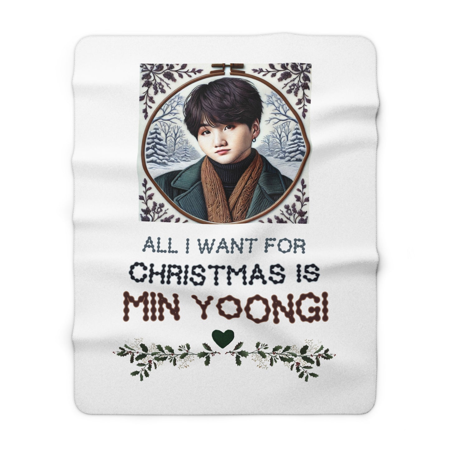 Christmas Yoongi Sherpa Fleece Blanket