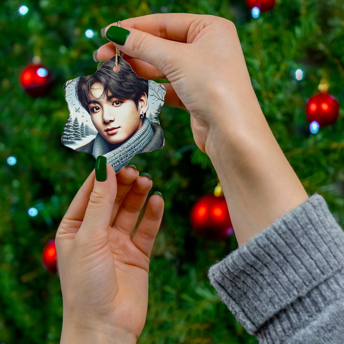 Christmas Jungkook Ceramic Ornament, 4 Shapes