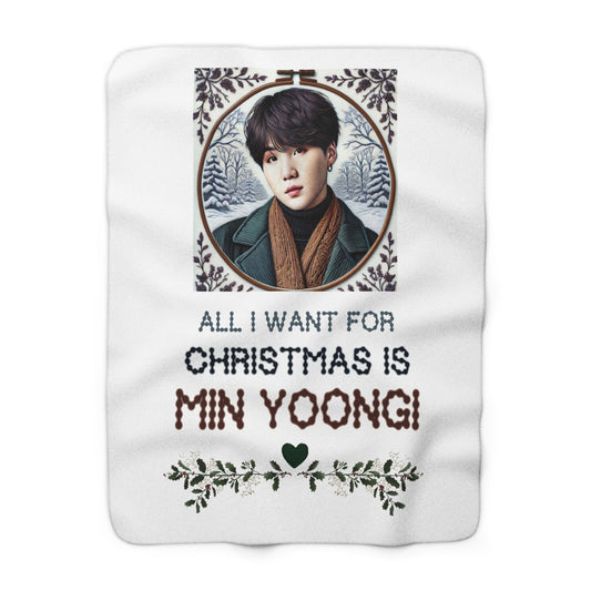 Christmas Yoongi Sherpa Fleece Blanket