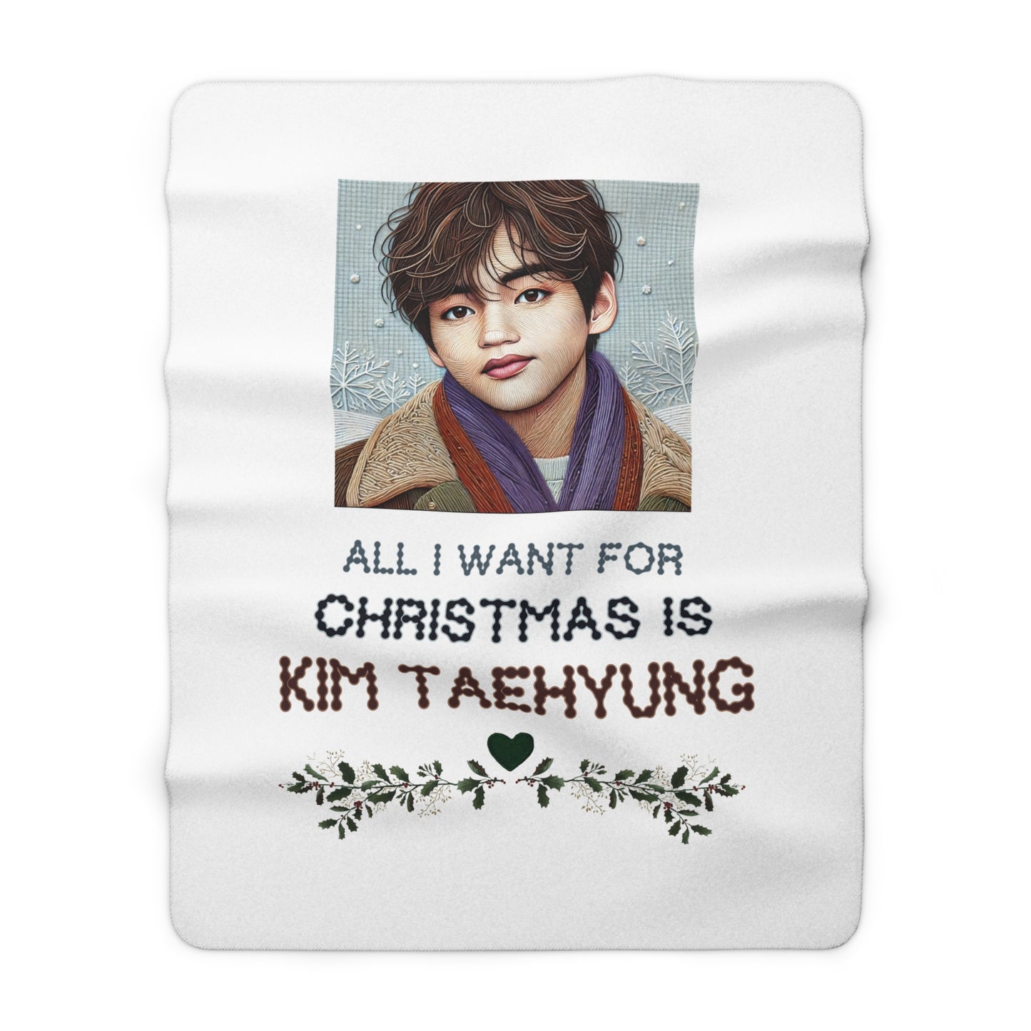 Christmas Taehyung Sherpa Fleece Blanket