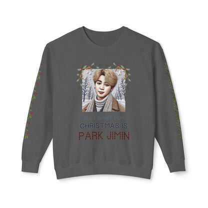 Christmas Jimin Unisex Lightweight Crewneck Sweatshirt