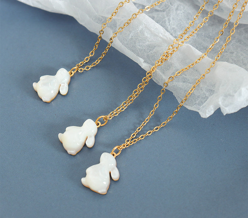 JK inspired 18K gold bunny-shaped gemstone necklace