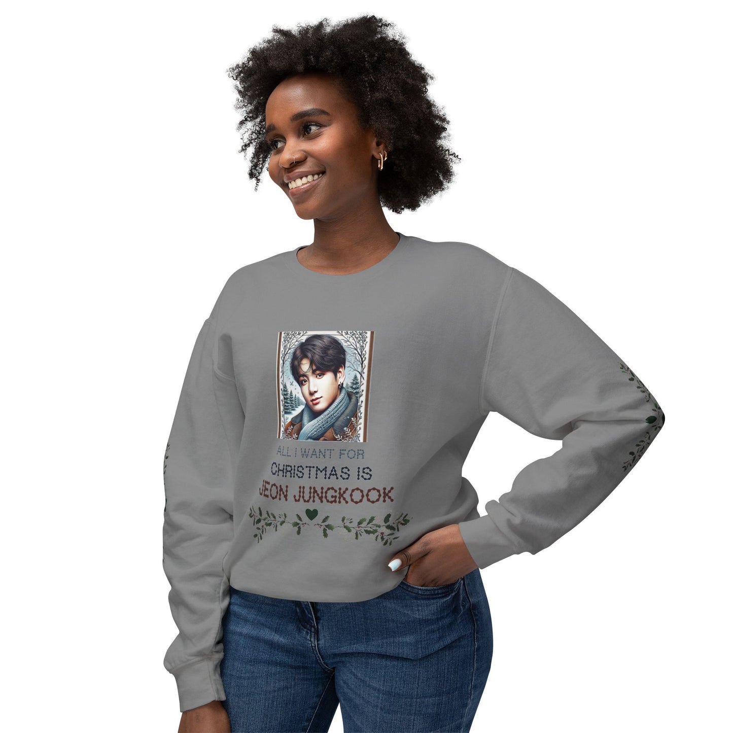 Christmas Jungkook Unisex Lightweight Crewneck Sweatshirt