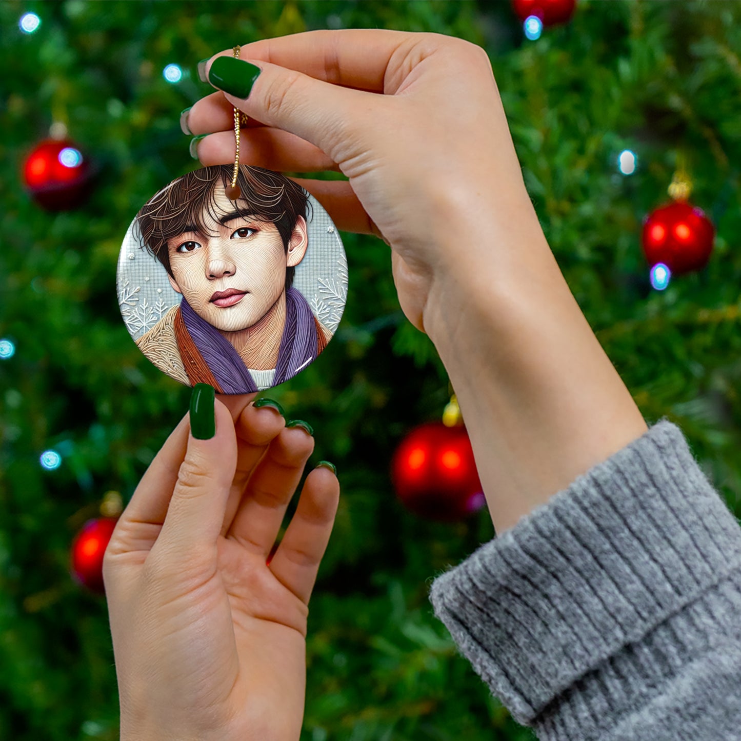 Christmas Taehyung Ceramic Ornament, 4 Shapes