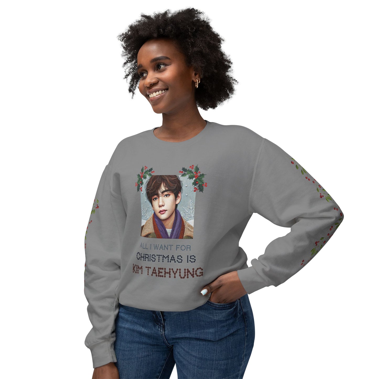 Christmas Taehyung Unisex Lightweight Crewneck Sweatshirt