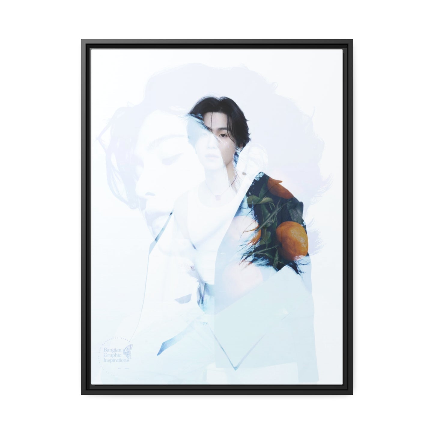 Min Yoongi Graphic Matte Canvas, Black Frame