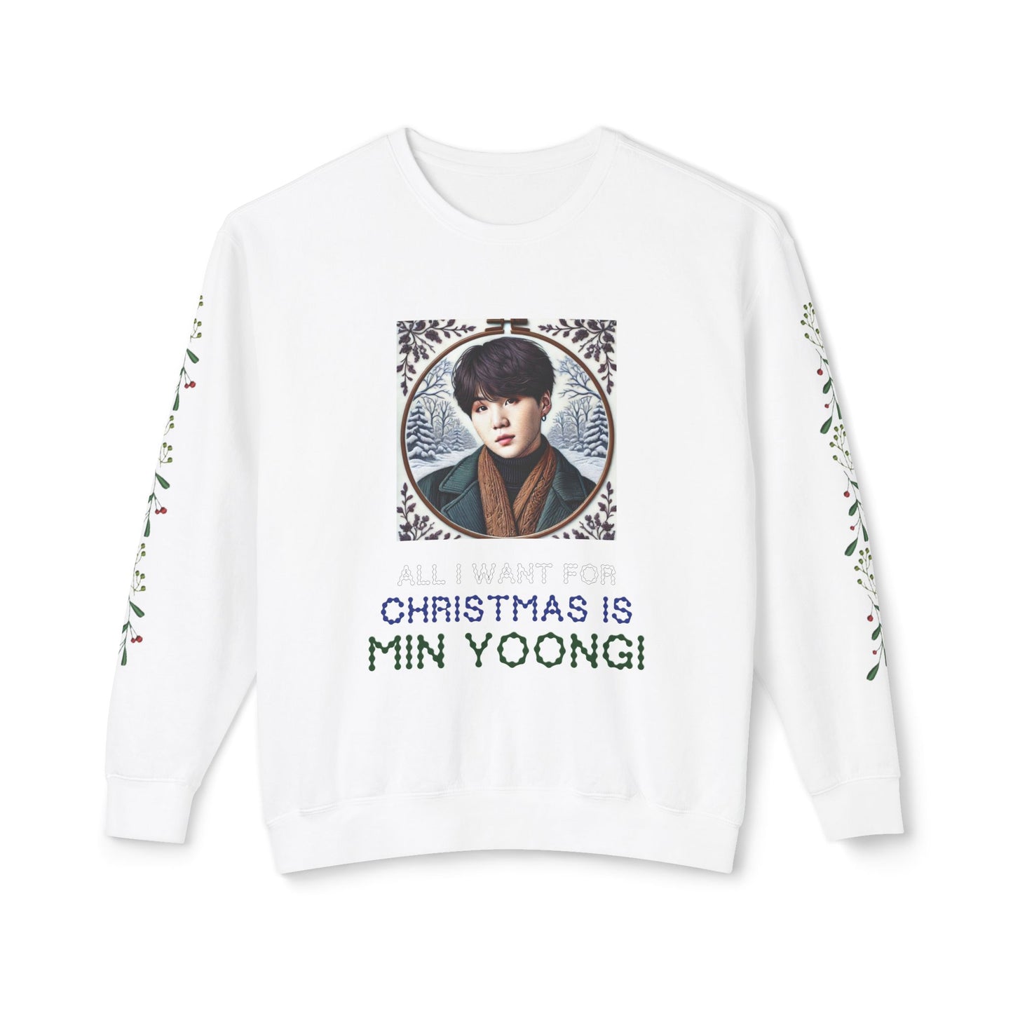 Christmas Yoongi Unisex Lightweight Crewneck Sweatshirt