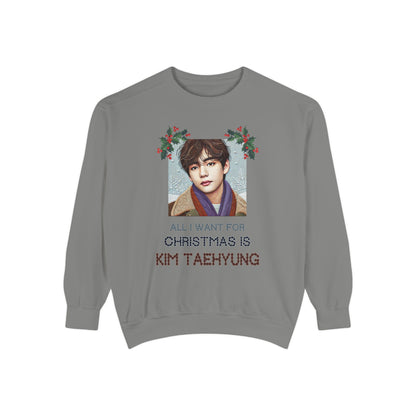 Christmas Taehyung Unisex Garment-Dyed Sweatshirt