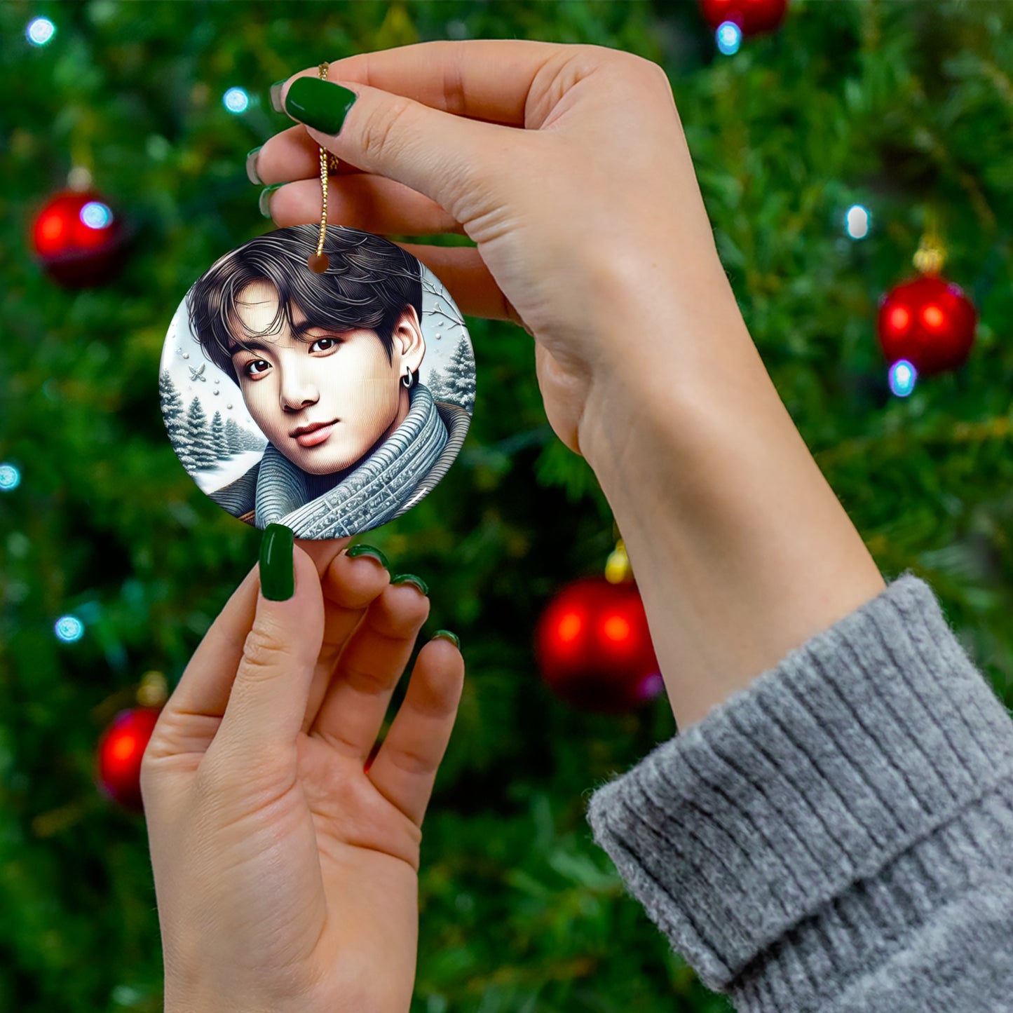 Christmas Jungkook Ceramic Ornament, 4 Shapes