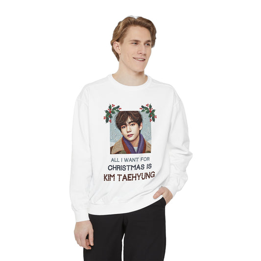 Christmas Taehyung Unisex Garment-Dyed Sweatshirt