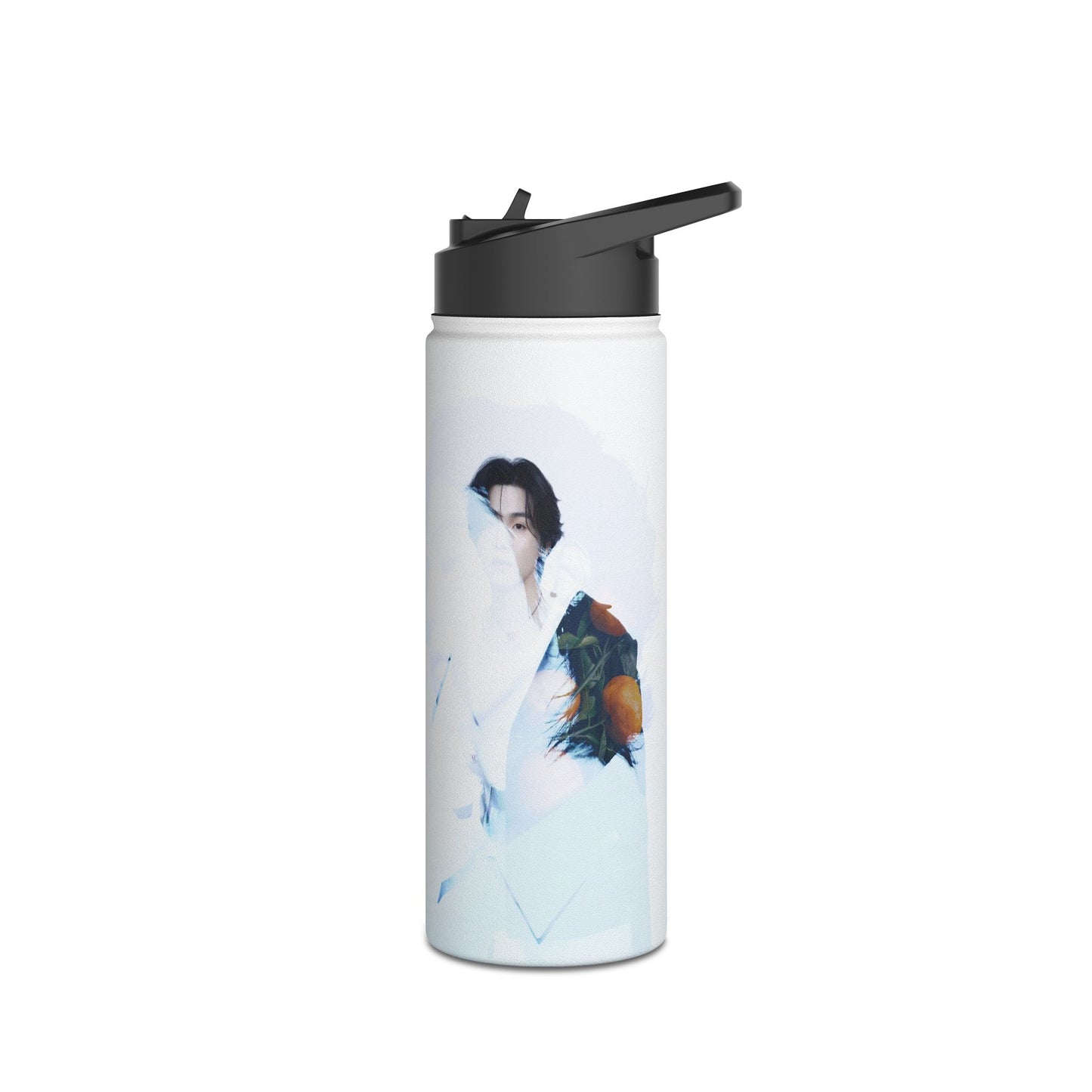 Min Yoongi Graphic Stainless Steel Water Bottle, Standard Lid