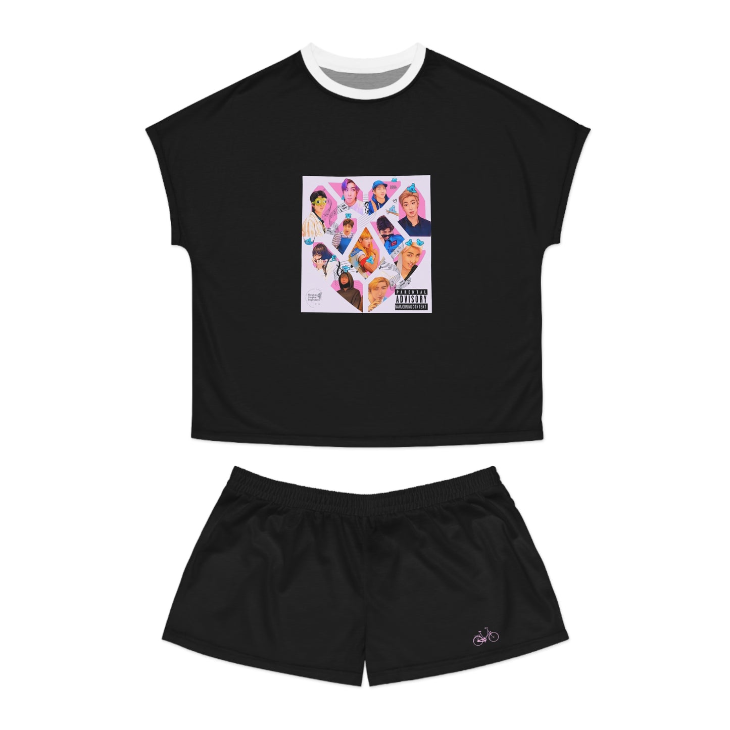 Namjooning Graphic (Black) Women's Short Pajama Set (AOP)