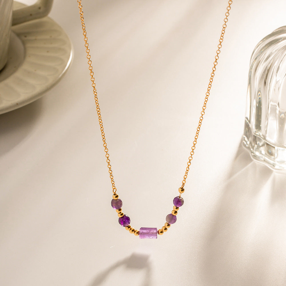 I Purple You 18K Gold Purple Crystal Pendant Design Necklace