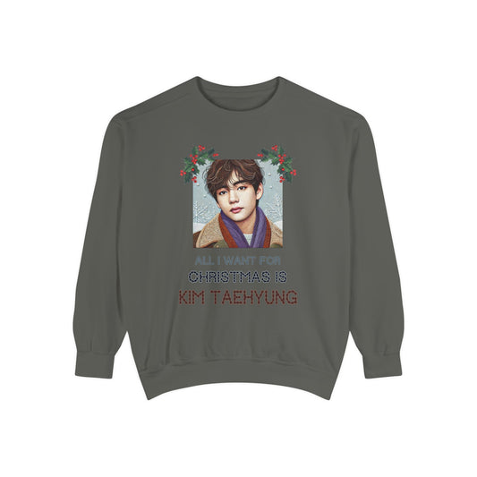 Christmas Taehyung Unisex Garment-Dyed Sweatshirt