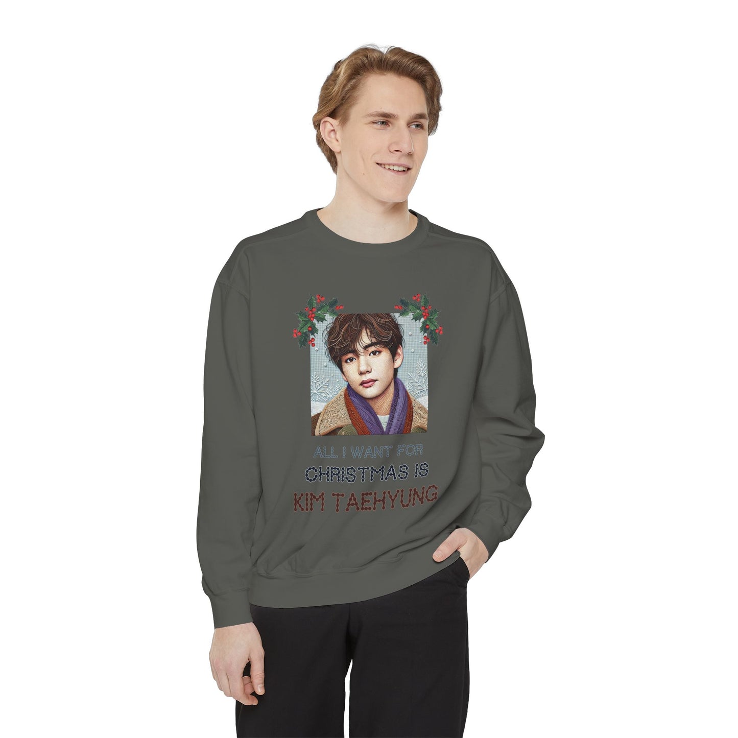 Christmas Taehyung Unisex Garment-Dyed Sweatshirt