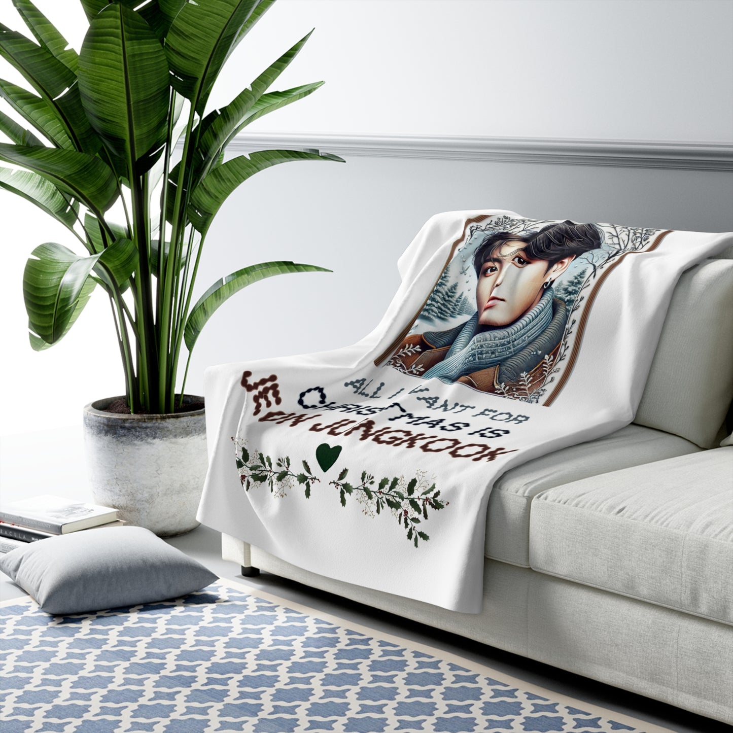 Christmas Jungkook Sherpa Fleece Blanket