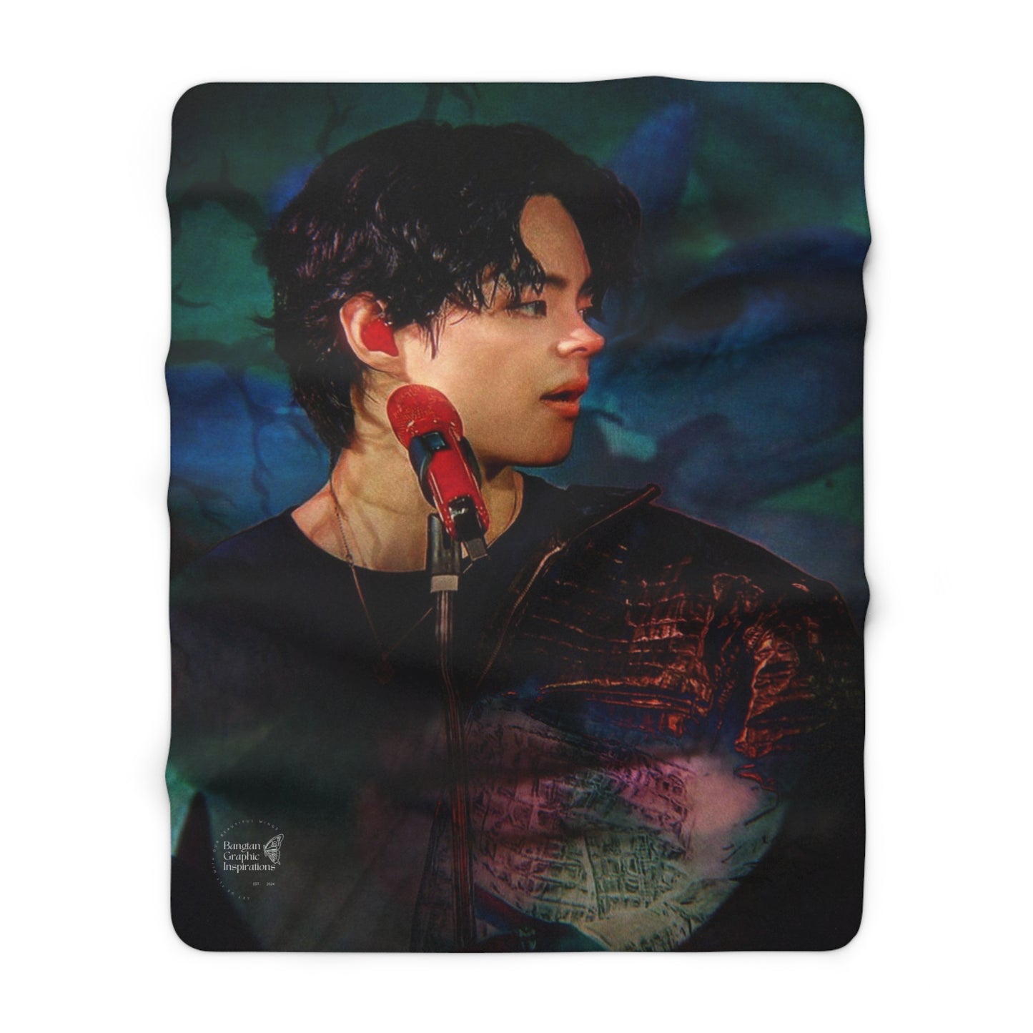 V Graphic Sherpa Fleece Blanket