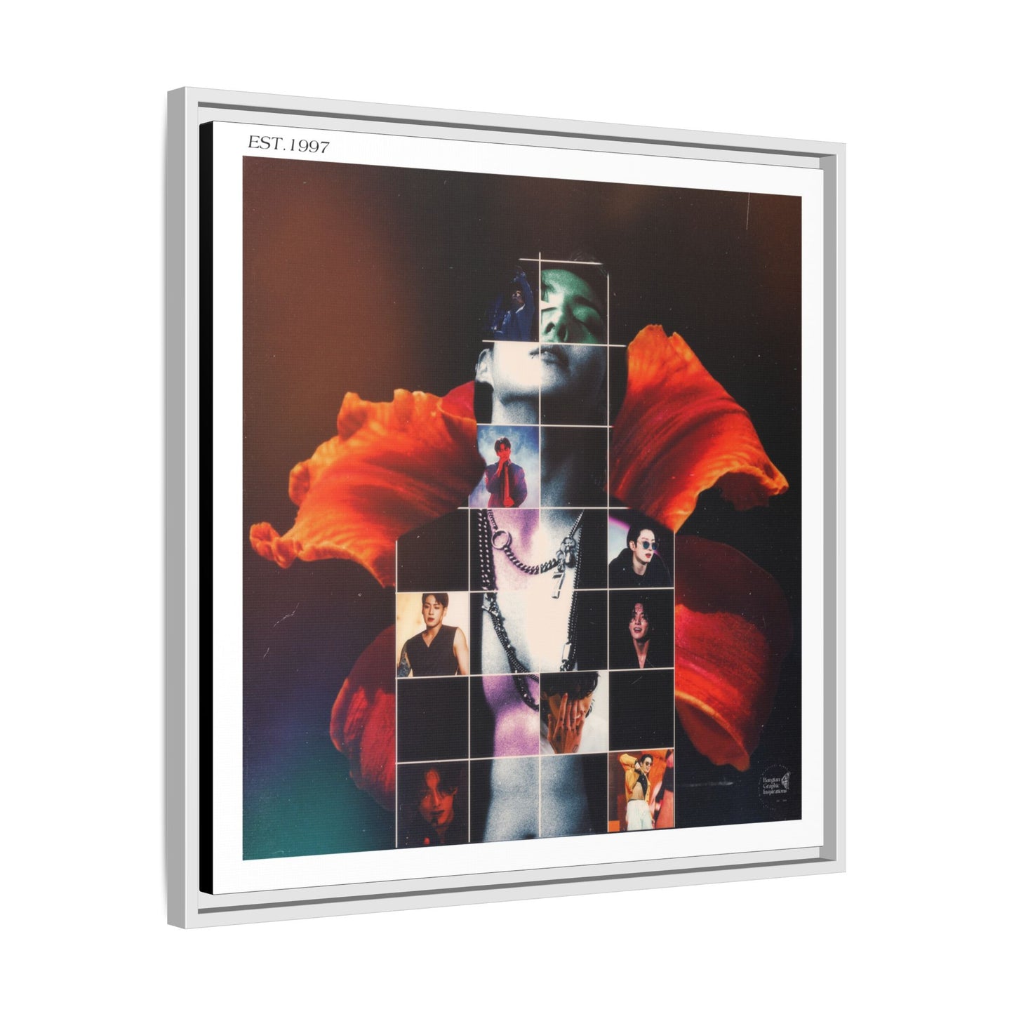 Jungkook Graphic Matte Canvas, Framed (Multi-color)