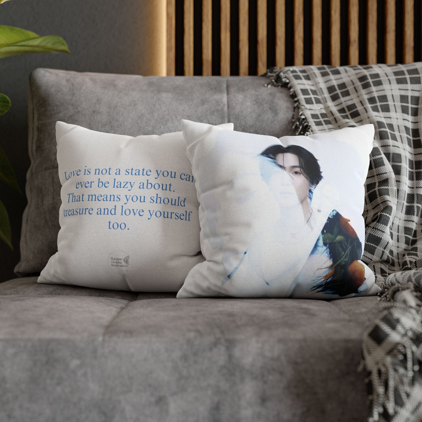 Min Yoongi Graphic Spun Polyester Square Pillowcase