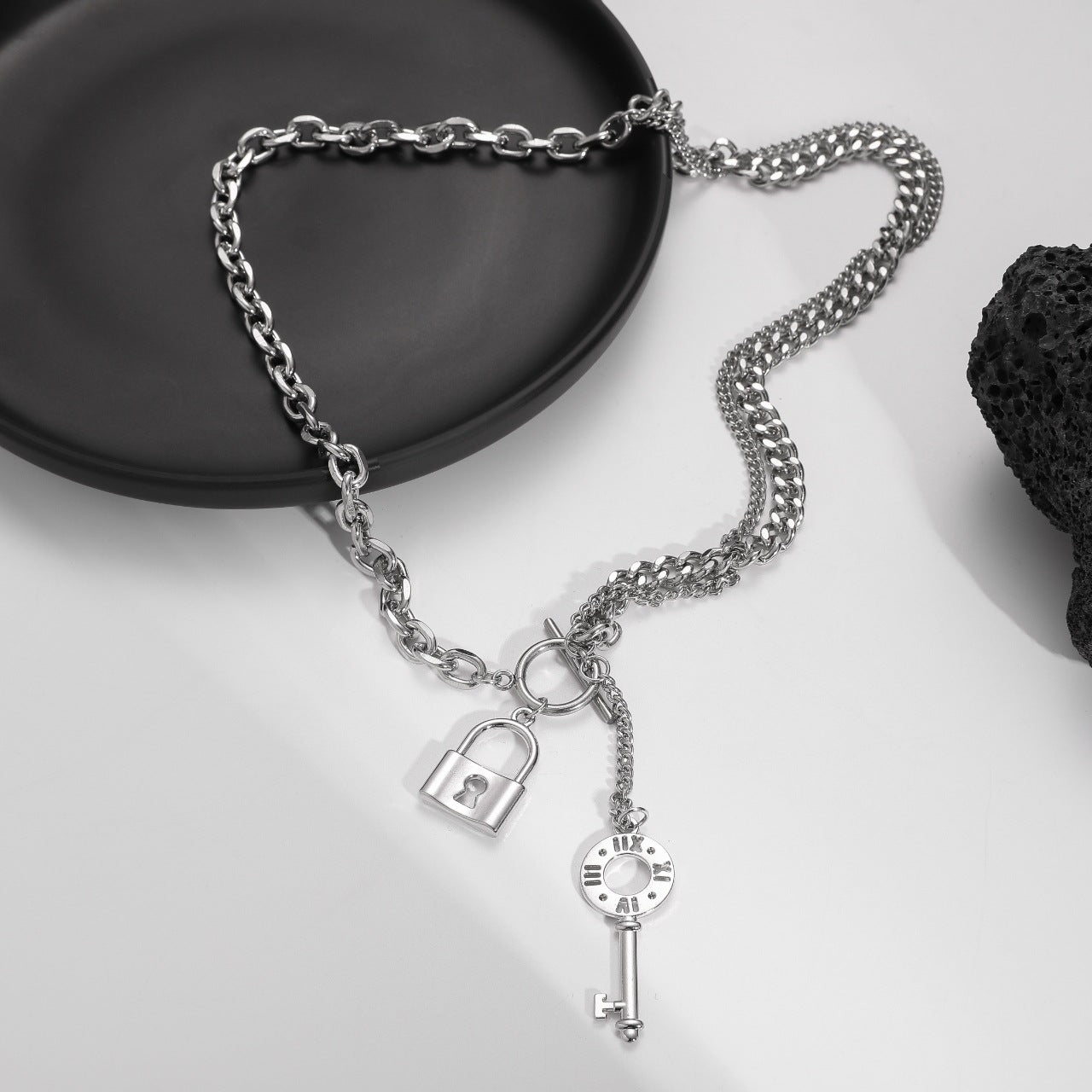 Jimin Inspired OT clasp with key and lock pendant necklace