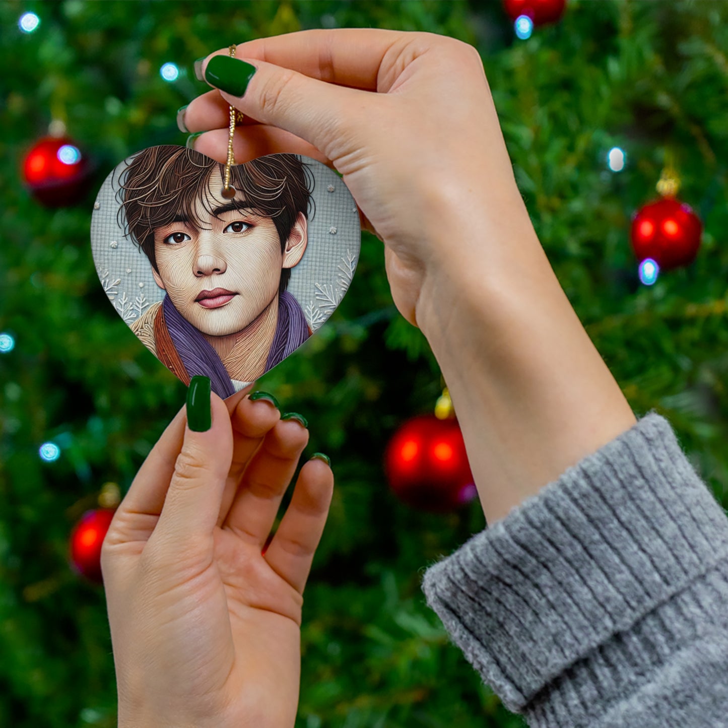 Christmas Taehyung Ceramic Ornament, 4 Shapes