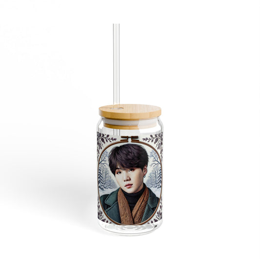 Christmas Yoongi Sipper Glass, 16oz