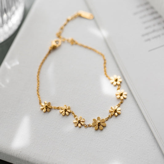 We Were Only Seven 18K Gold Simple Sweet Daisy  Anklet