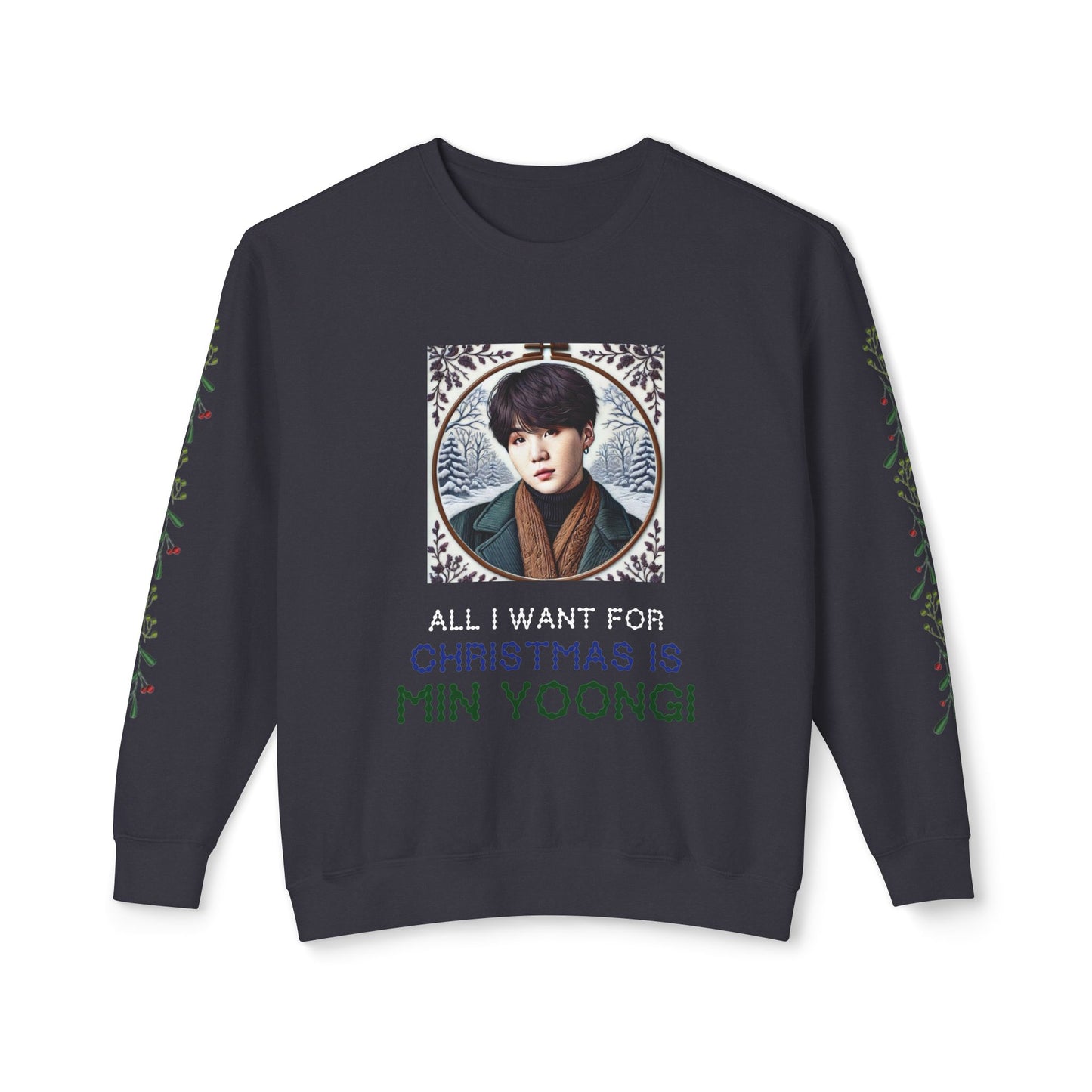 Christmas Yoongi Unisex Lightweight Crewneck Sweatshirt