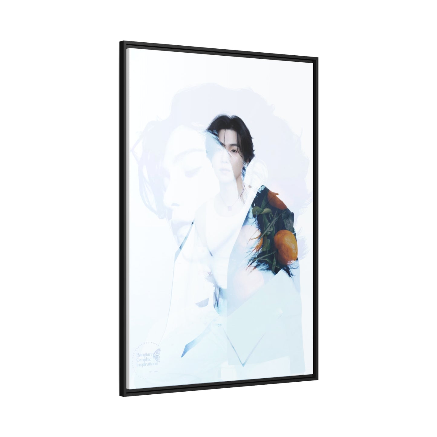 Min Yoongi Graphic Matte Canvas, Black Frame