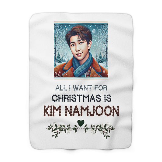 Christmas Namjoon Sherpa Fleece Blanket