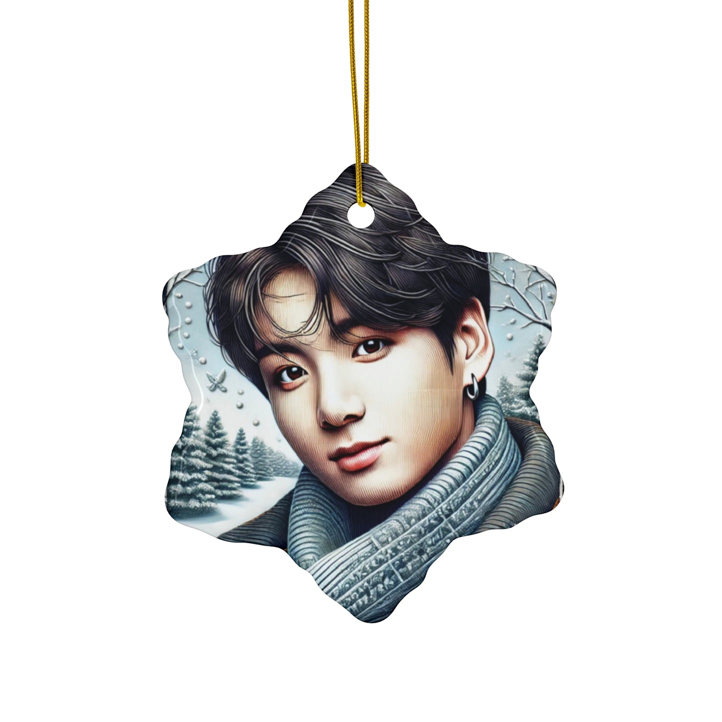 Christmas Jungkook Ceramic Ornament, 4 Shapes