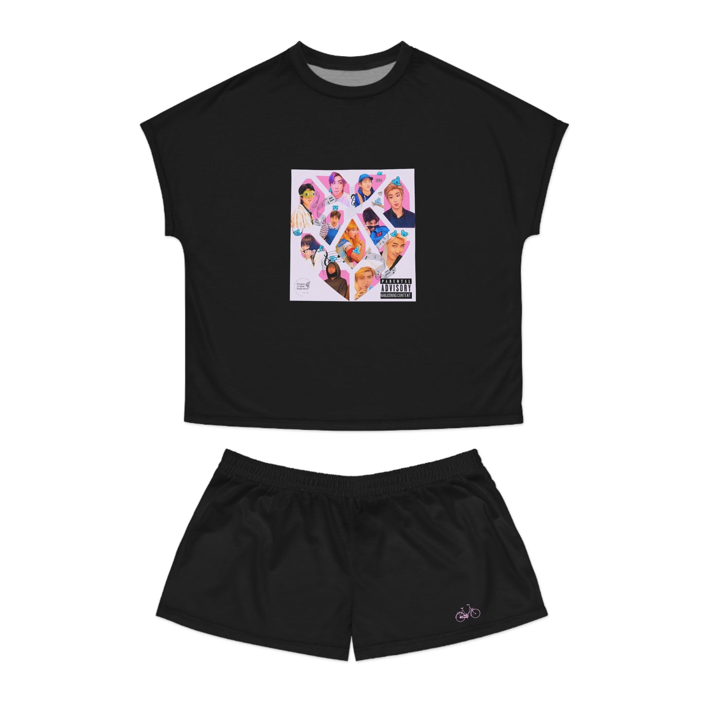 Namjooning Graphic (Black) Women's Short Pajama Set (AOP)