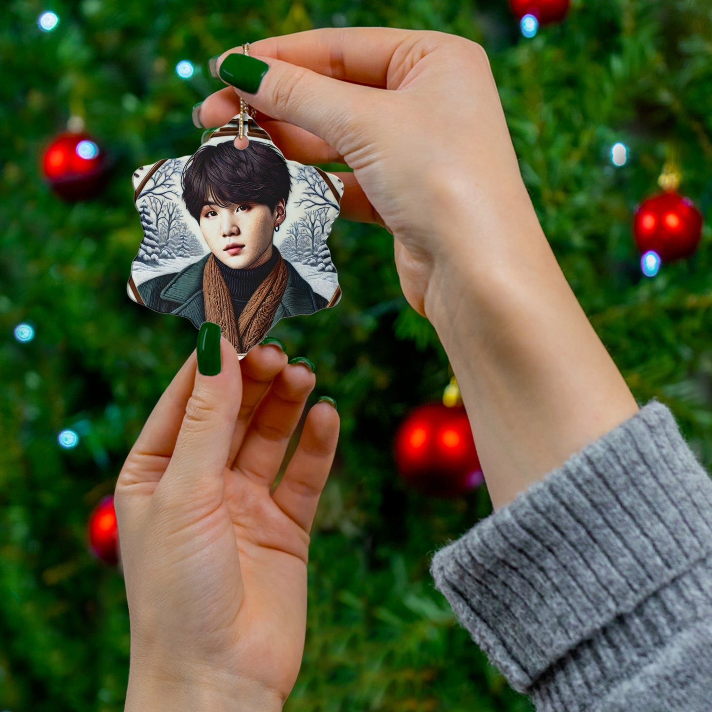 Christmas Yoongi Ceramic Ornament, 4 Shapes